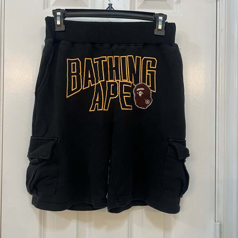 A Bathing Ape BAPE College Logo Patch Cargo Sweat Shorts